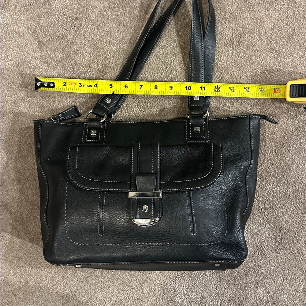 Vintage Etienne Aigner Black Leather Structured Satchel Handbag - Picture 6 of 8